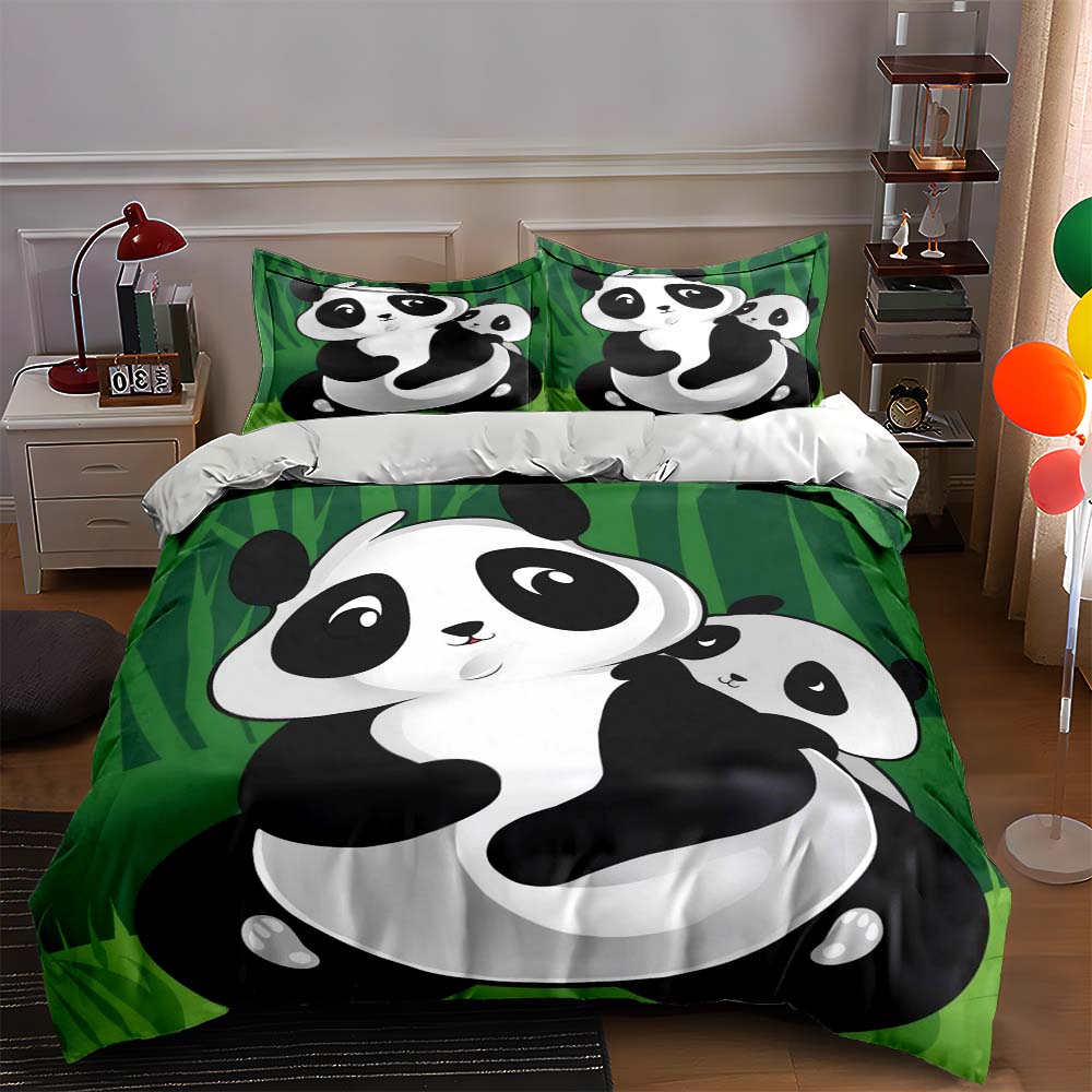 

Pandas bamboo background Bedding Duvet cover sets Duvet covers Pillowcases gifts (1 * Duvet Cover 2 * Pillowcases, without duvet insert) 135x200cm