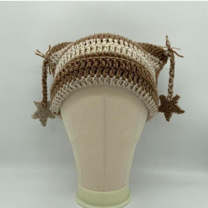 

Star Cat Ear Hat Adult Warm Foxs Ear Striped Wool Hat Cute Girl Accessories Style A