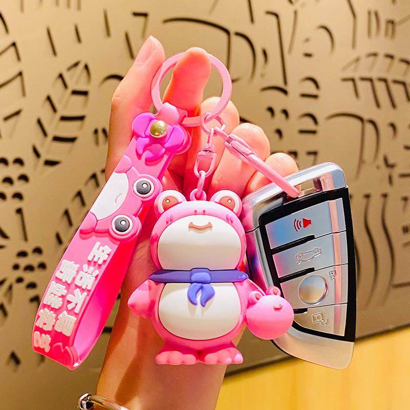 Cute Cartoon Frog Keychain Pvc Material Perfect For Backpacks And Keyrings