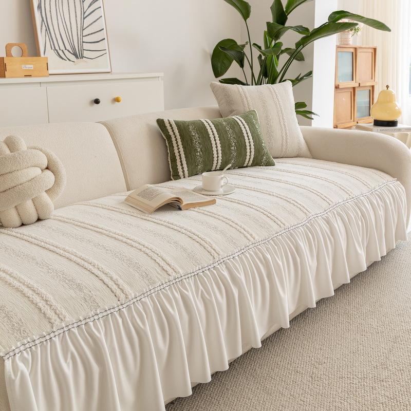 

1PC Chenille Sofa Cover with Lace Edge Ruffle Hem Four Seasons Universal Sofa Slipcovers Non-Slip Sofa Pad Mat for Home Decor 1pc 30x50 pillowcase