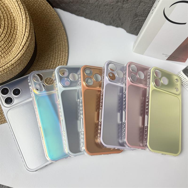 INS Gradient Matte Laser Seven Colors Phone Case For Apple iPhone 17 16 15 Pro Max Camera Lens Proteciton Shockproof Hard Cover