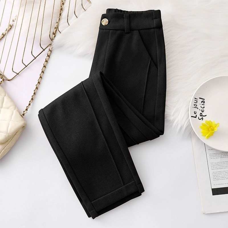 

Женские утолщенные шерстяные брюки на осень, универсальные и стильные, весна и осень XXXL чёрный