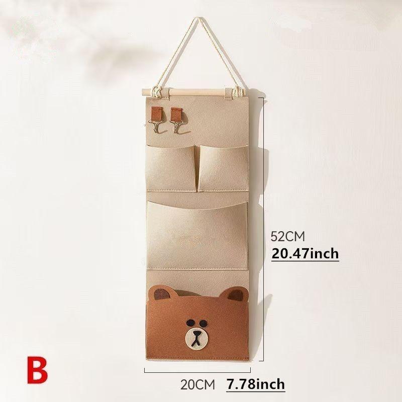 Bear Cartoon Wall Hanging Storage Bag For Bedroom Organizer And Multipurpose Use