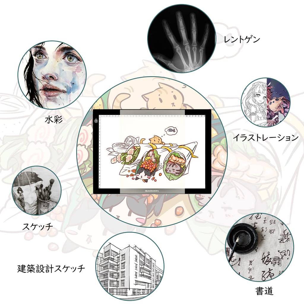 GAOMON B4 dimensiune trasare lumină LED 5mm fără trepte ilustrație manga DIY suport caligrafie lucrat manual, reglare intensitate, ușoară, cutie ultra-subțire-GB4 X-ray