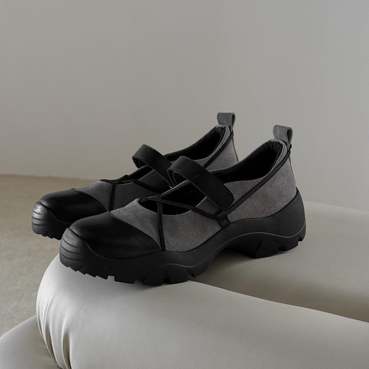 

Leather Mary Jane shoes women s 2025 autumn new Velcro fashion single shoes women s thick heel small leather shoes versatile women s shoes 39 сірий колір