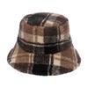 ins European and American foreign trade fashion plaid thermal hat versatile men and women lamb wool bucket hat autumn and winter basin hat plaid