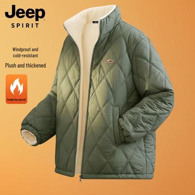 JEEP SPIRIT Men's Fleece-Lined Stand Collar Padded Jacket