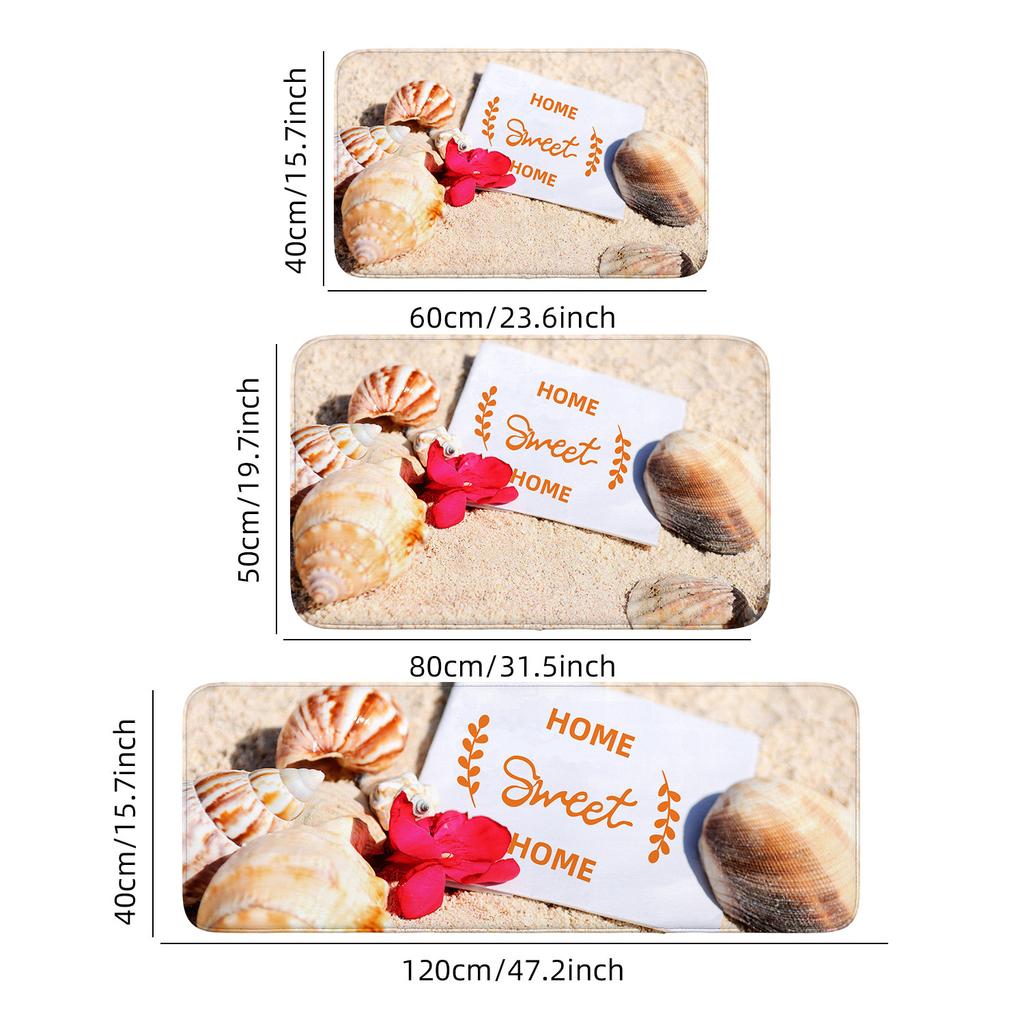 1 Piece of Wave Beach Shell Conch-themed Door Mat, Easy To Clean, Stain Resistant Flannel Floor Mat, Suitable for Bathroom, Li