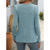 Women's Square Collar Pit Stripe Frosted Solid Color Top Long Sleeved Button T-shirt