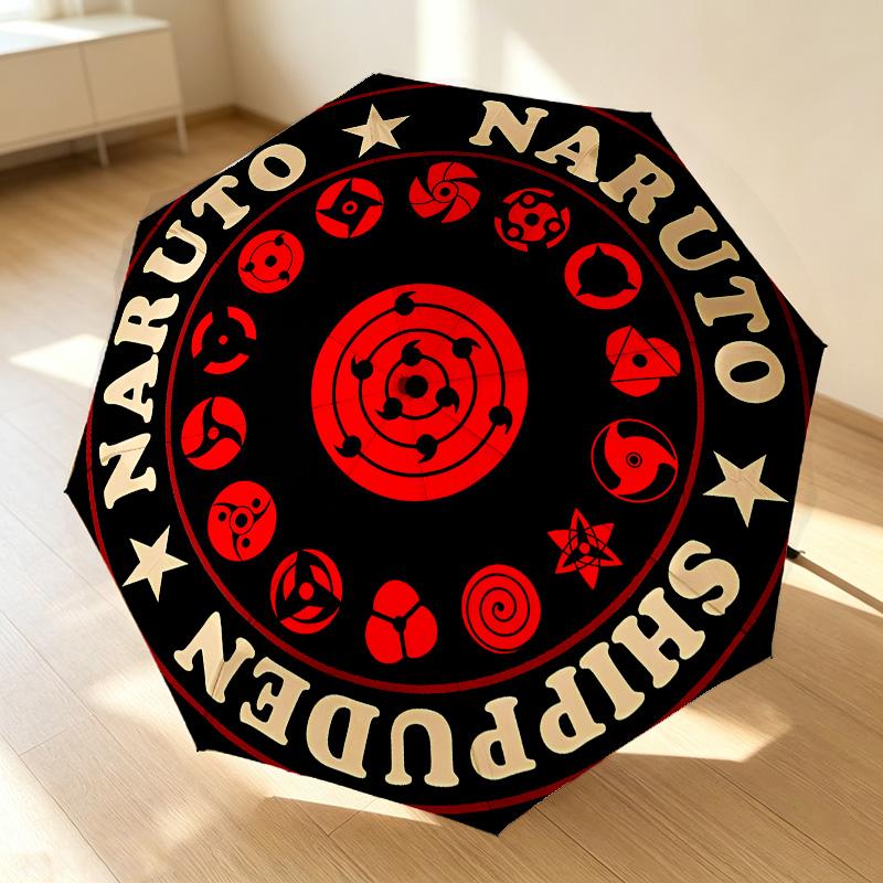 Naruto Seal 8 Ribs 3Fold Black Glue Uv Protection Umbrella Sun Protection Rainproof Compact Folding Umbrella For Travel Daily Use C923240