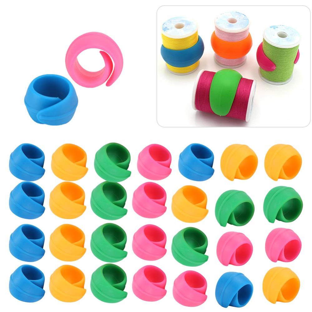 40 pièces Attache-bobines en silicone Bobines colorées Clips Économiseurs de bobines de fil Empêchent le déroulement