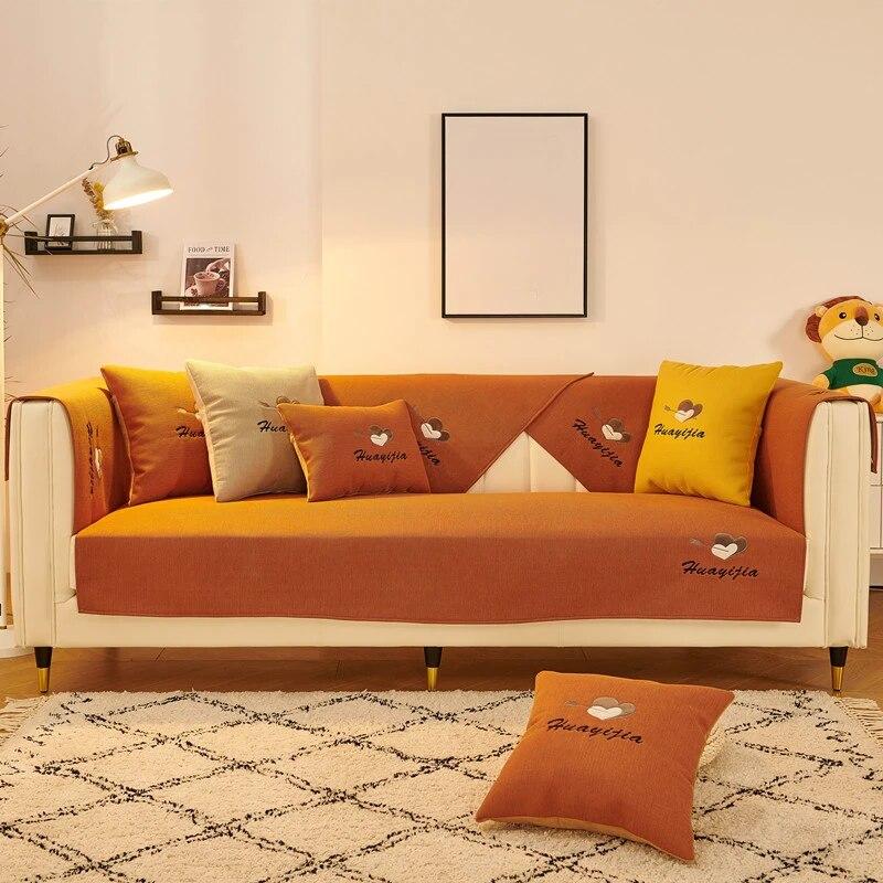 

Монохромная вышивка, минималистичная диванная подушка, удобное для кожи, нескользящее диванное полотенце, универсальное украшение для гостиной 70x70cm 1pcs