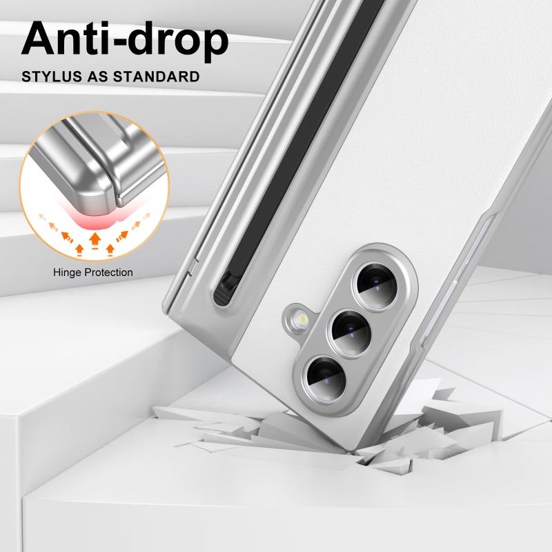 Custodia Protettiva in Pelle con Placcatura per Cerniera PC per Samsung Galaxy Z Fold 8Ultra 7 6 5 4 3 Pellicola in Vetro Temperato e Slot per Penna Cover Antiurto