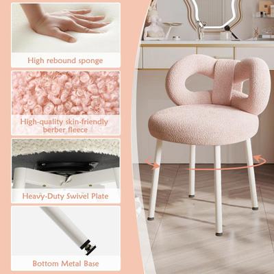 Vanity Stool with Bowknot Backrest Living Room Women Girls Bedroom Makeup Chair