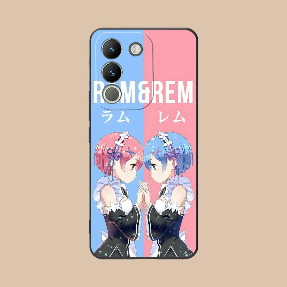 ReZero Rem Ram Matte TPU Mobile Phone Case for VIVO Y77 76 75 74 73 72 58 56 55 51 50 38 36 Y19 Y18 Y03 Y01 5G Colorful Cover