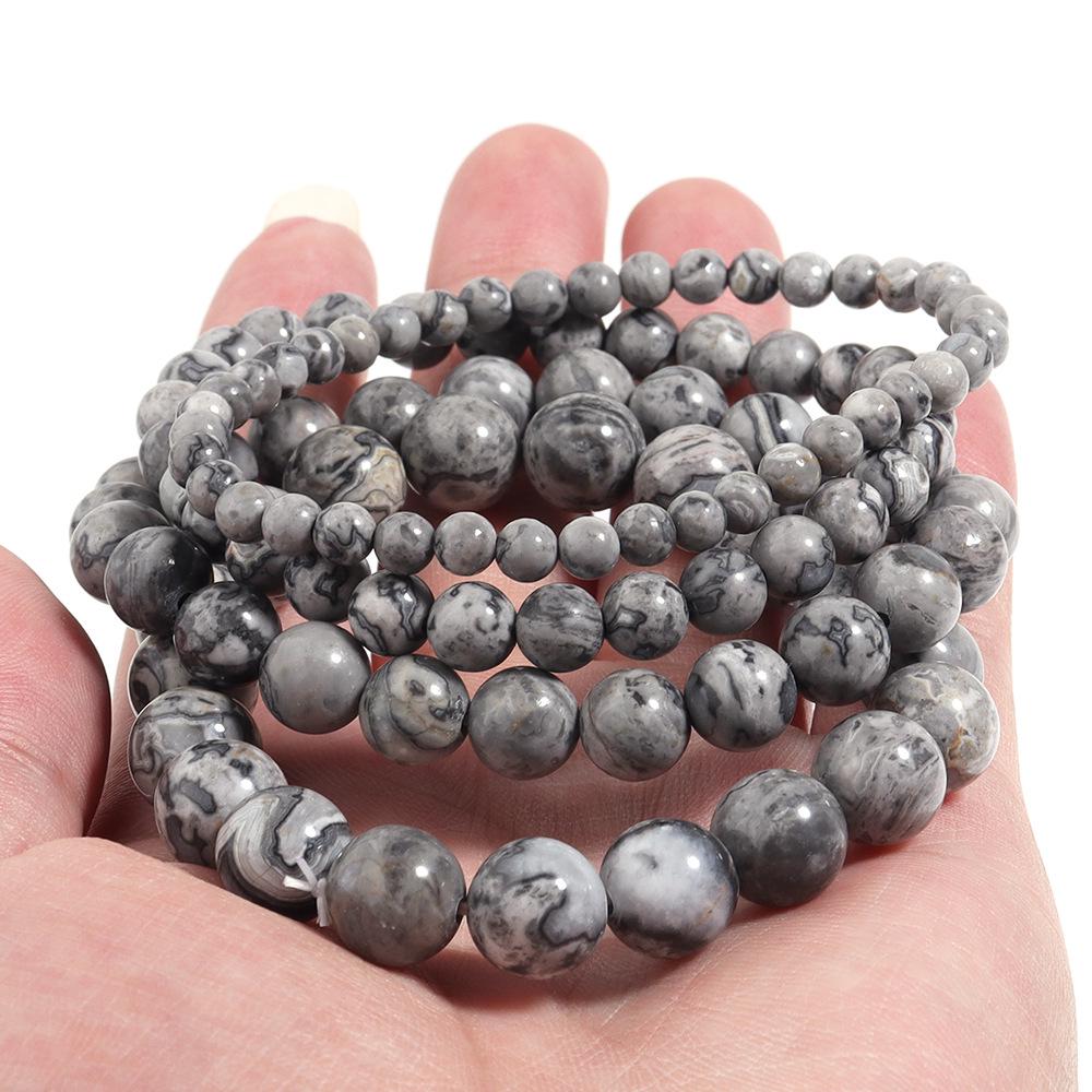 Natural Stone Beaded Bracelet - Map Stone Yoga Energy Single-Loop Jewelry