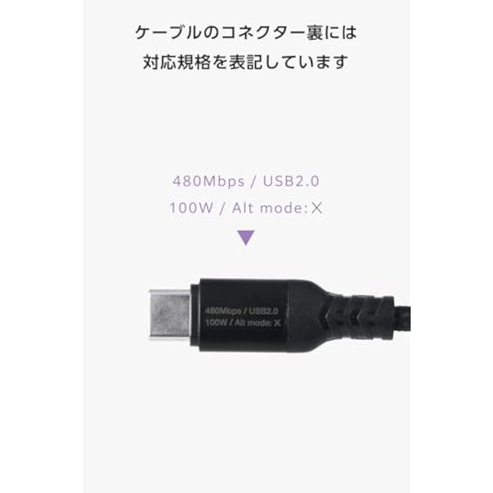Elecom [Set of 3] USB Type-C Cable [0.5m/1m/2m] 100W PD Compatible High Durability Nylon Mesh Fas...