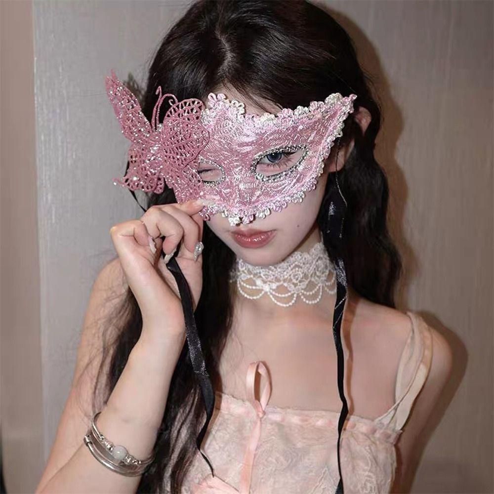Stick Side Butterfly Half Face Mask Venetian Party Eye Mask Fashion Stage Cosplay Props  Evening