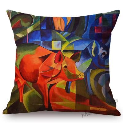 Expressionism Artwork Blue Horses Fox Cubism Animals Abstract Oil Painting Franz Marc Sofa Decorative Pillow Case Cushion Cover
