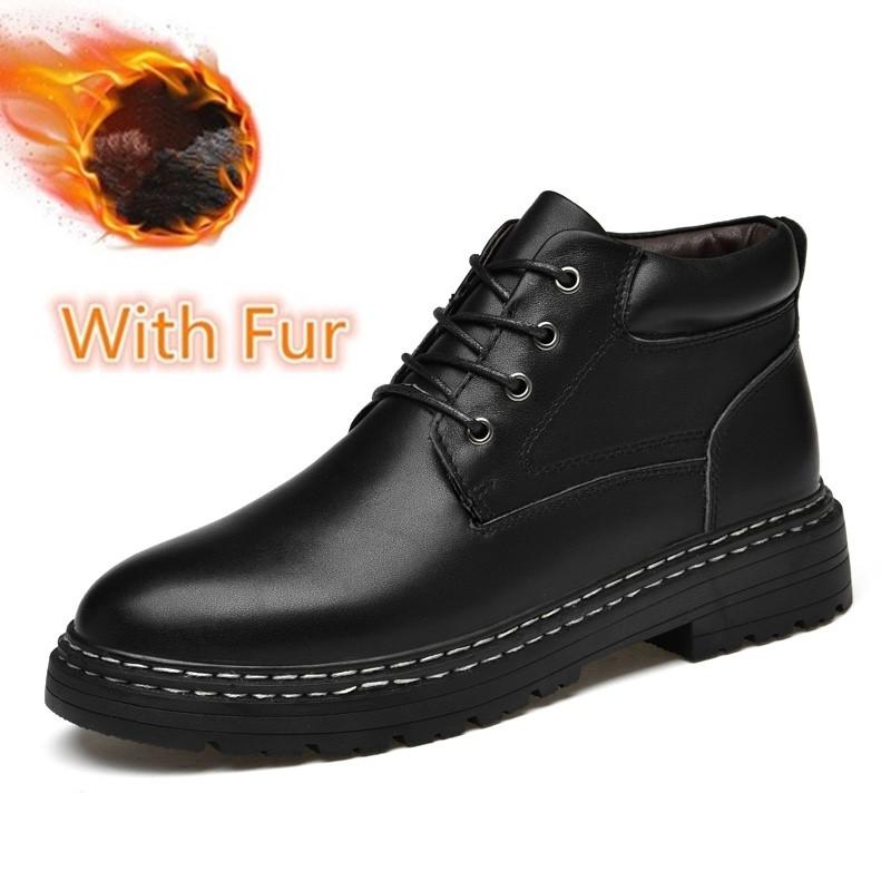 Vysoce kvalitní zimní kotníkové boty z pravé kůže, luxusní značkové pánské boty, ručně šité pánské boty, motorkářské boty, teplé sněhule