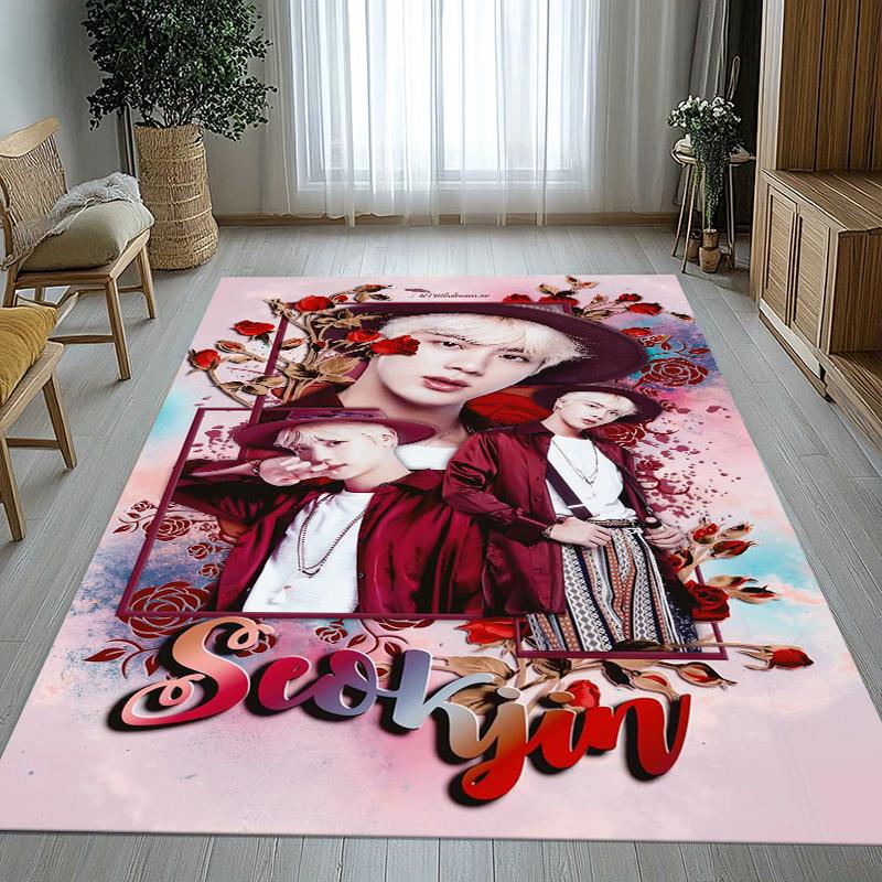 Kim Seok Jin Kpop B-BTS Living Room Non-Slip Area Rug Soft Carpet for Bedroom Kids Playroom Sofa,Home Decor Doormat Gift