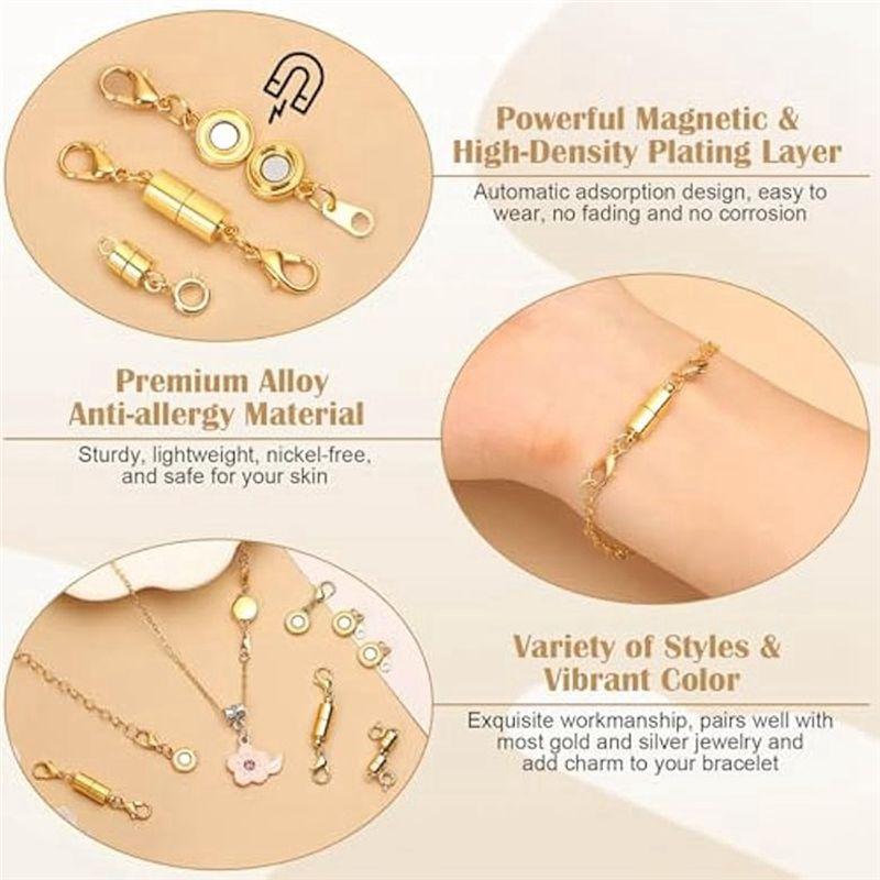 Aug. 24Pcs Magnetic Necklace Clasps & Closures,Jewelry Clasp Connector Locking Clasp Bracelet Extender For Jewelry Making