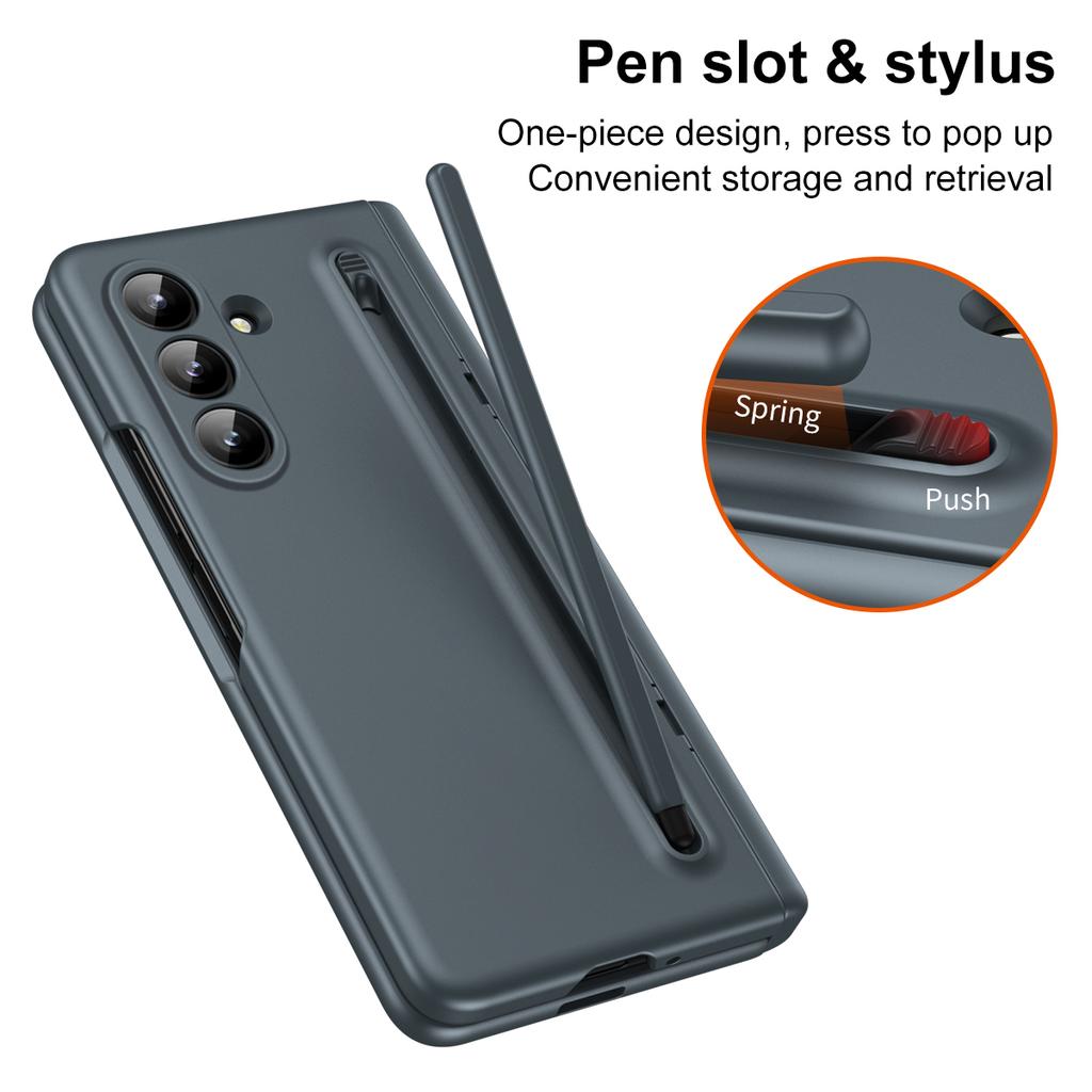For Z Fold 7/6/5/4/3 Phone Case TPU+PC Material Shockproof Pen Slot Strip Stand Holder Screen Protector