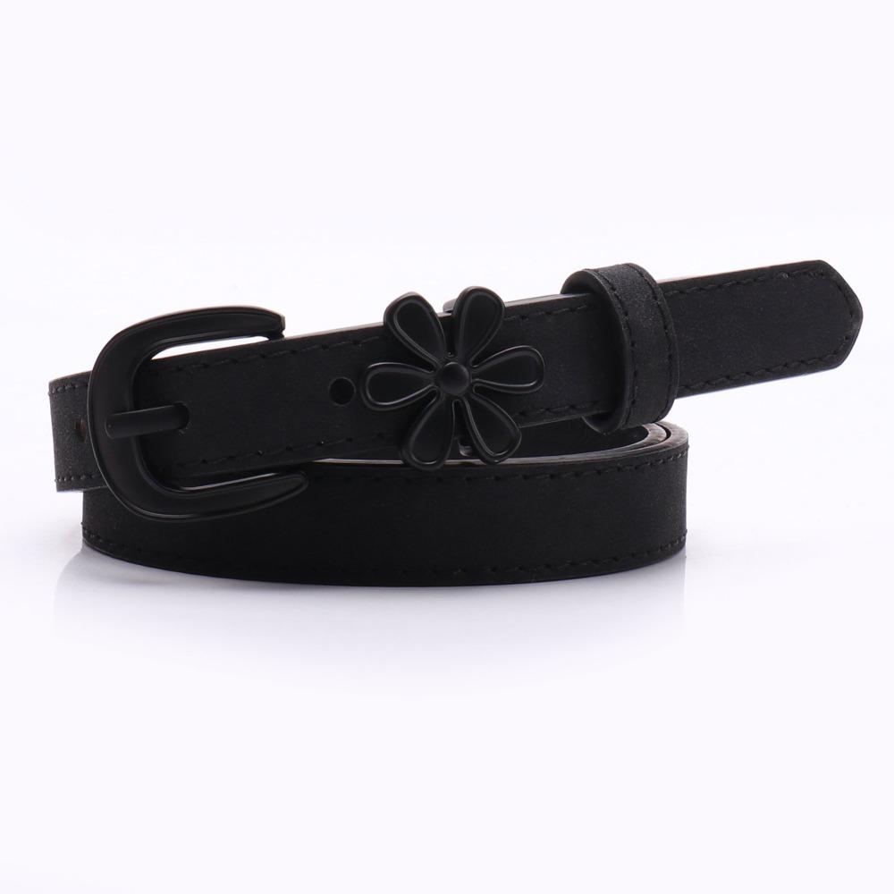 

Faux PU Leather Women s Thin Belt Solid Color Waist Cinching Belt Jean Matching чёрный