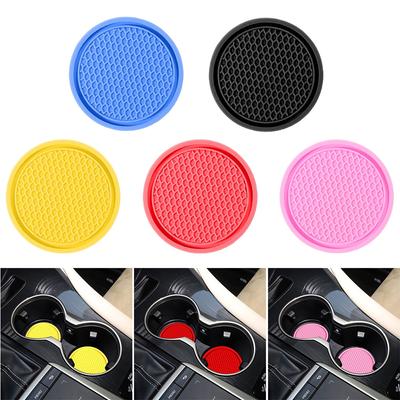 Car Coasters PVC Travel Auto Cup Holder Insert Coaster Anti Slip Vehicle Interior Accessories Cup Mats