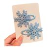 1 Pair Girls Hair Clip Blue White Snowflake Design Christmas Hair Pins Lightweight Hair Styling Tools Hair Accessories