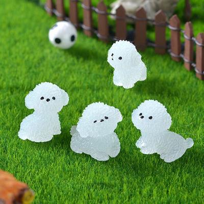 Handmade Mini Luminous Poodle Dog Figurines Cartoon Micro Landscape Decoration  Garden