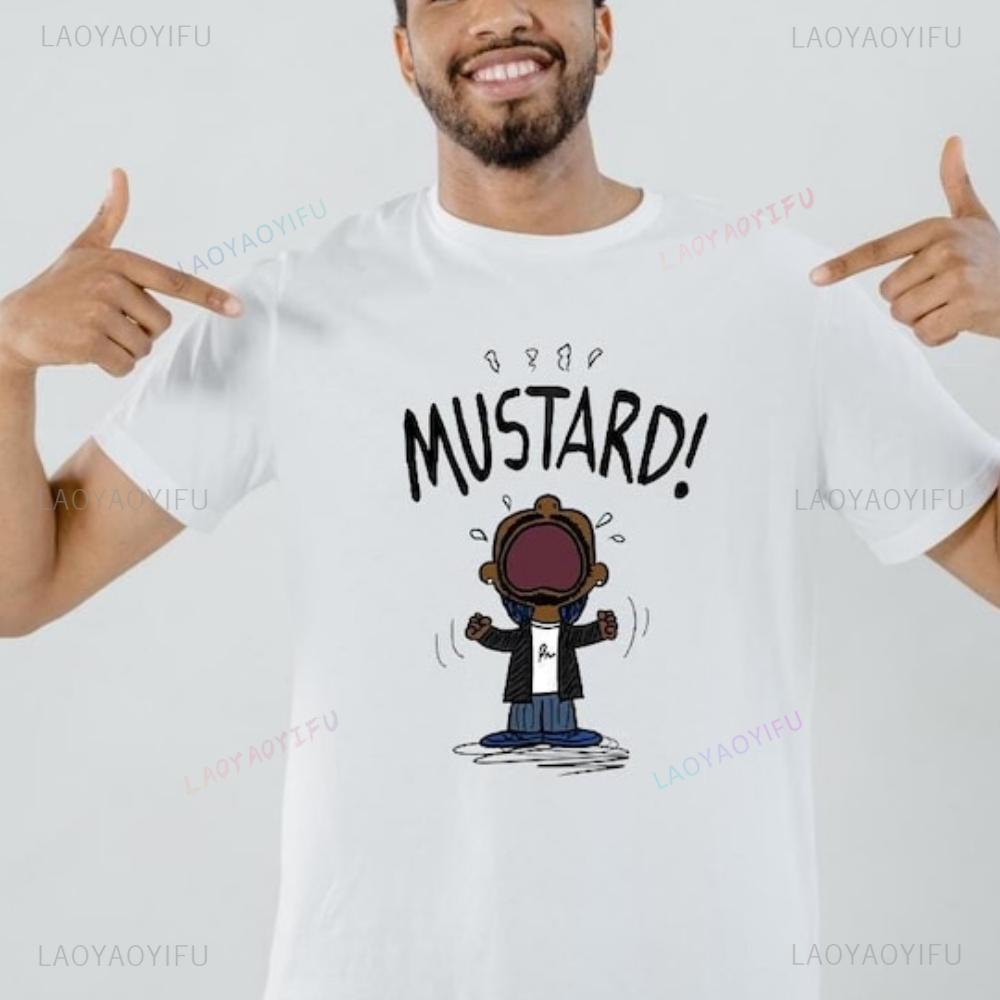 Kendrick Lamar MUSTARD Meme Shirt Neu Viral GNX Album Referenz Tops Hip Hop Musik Grafik T-Shirts Mustard Lamar Kurzarm