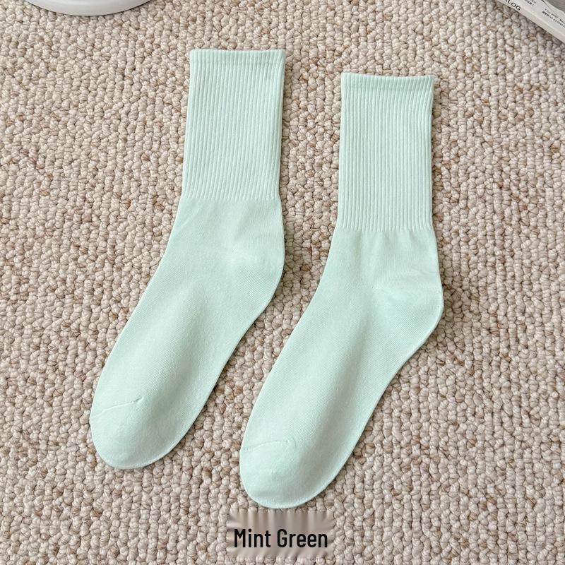 Bunte Damen Kniehohe Candy Color Scrunch Socken - Trendy, Ganzjährig, Mittelhoher Schaft, Einfache Tanz Baumwollsocken