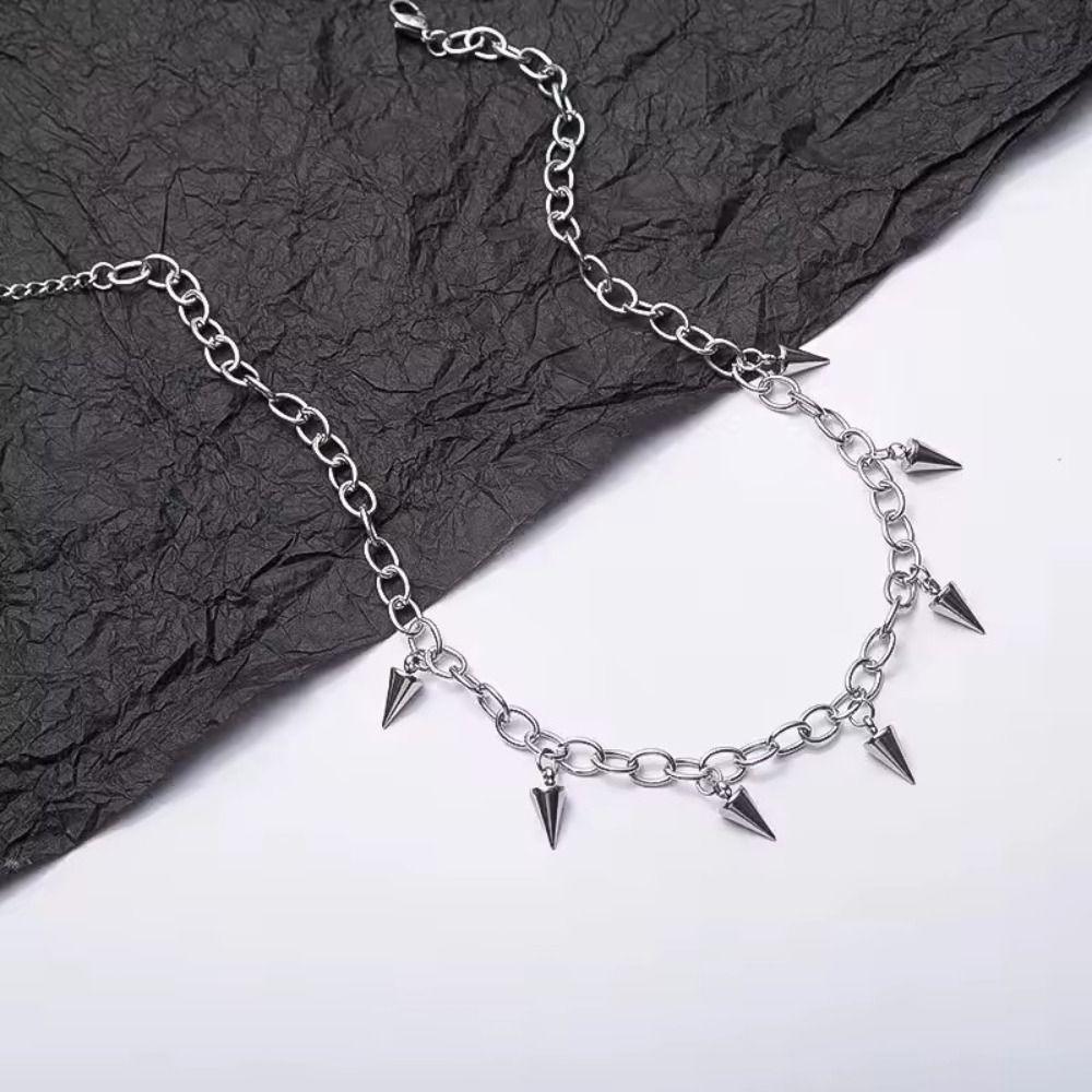 Cone Pendant Choker Necklace Titanium Steel Twisted Necklace Rock Stud Necklace  For Lovers