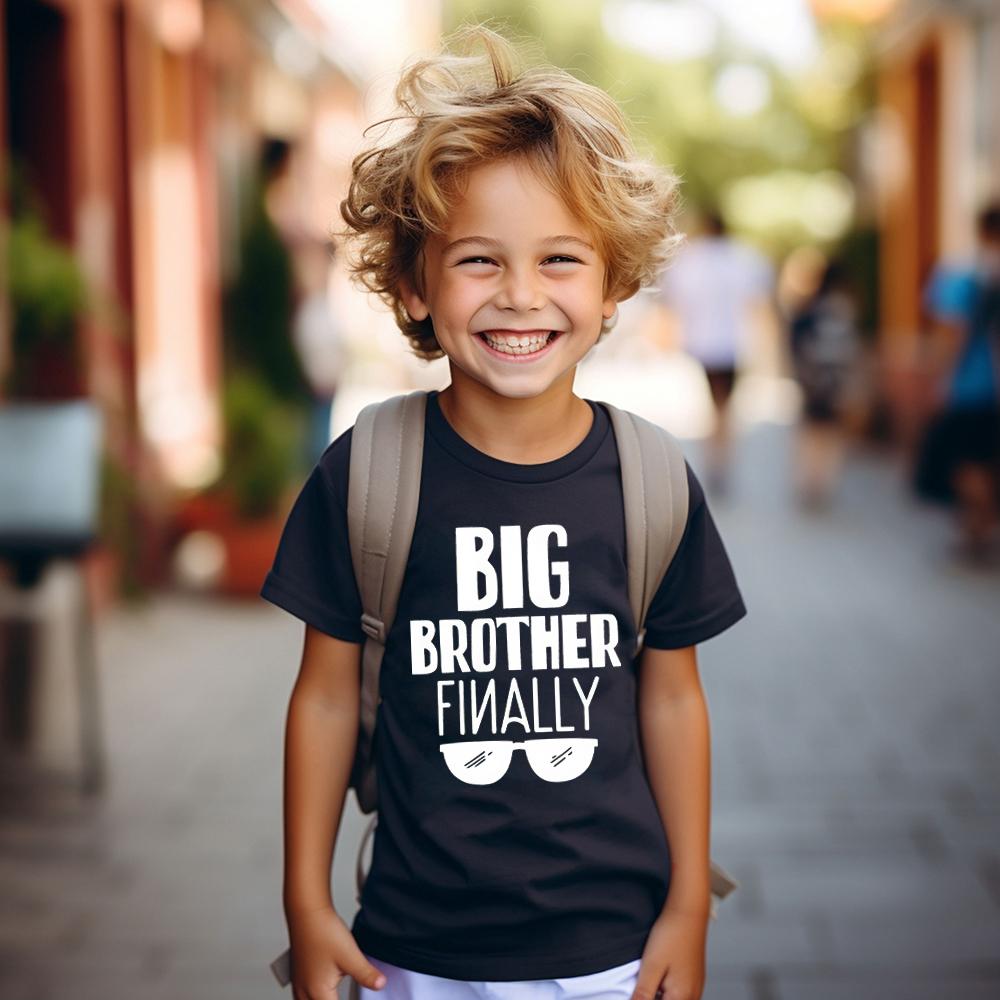

Casual Loose Kid Top Big Brother Pattern Print Kids T-shirts Summer Short Sleeve Crew Neck Tee Tops Best Gifts To Childs 150