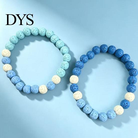 Elastic Rock Beaded Bracelet Obsidian Stone for Men Women, Colorful Beads Dopamine Color Wristband Stackable Stretch Bracelet, Aromatherapy