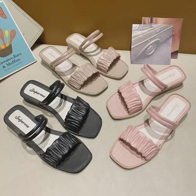 Women's Summer 2022 Roman-Style Wedge Sandals - Thick Heels, One-Strap, Square Toe