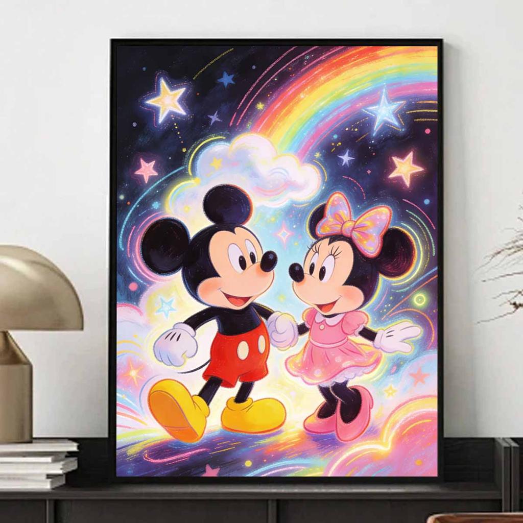 Disney Diamond Art Painting Kit Mickey Minnie Rainbow Stars Home Wall Decor Handmade Gift
