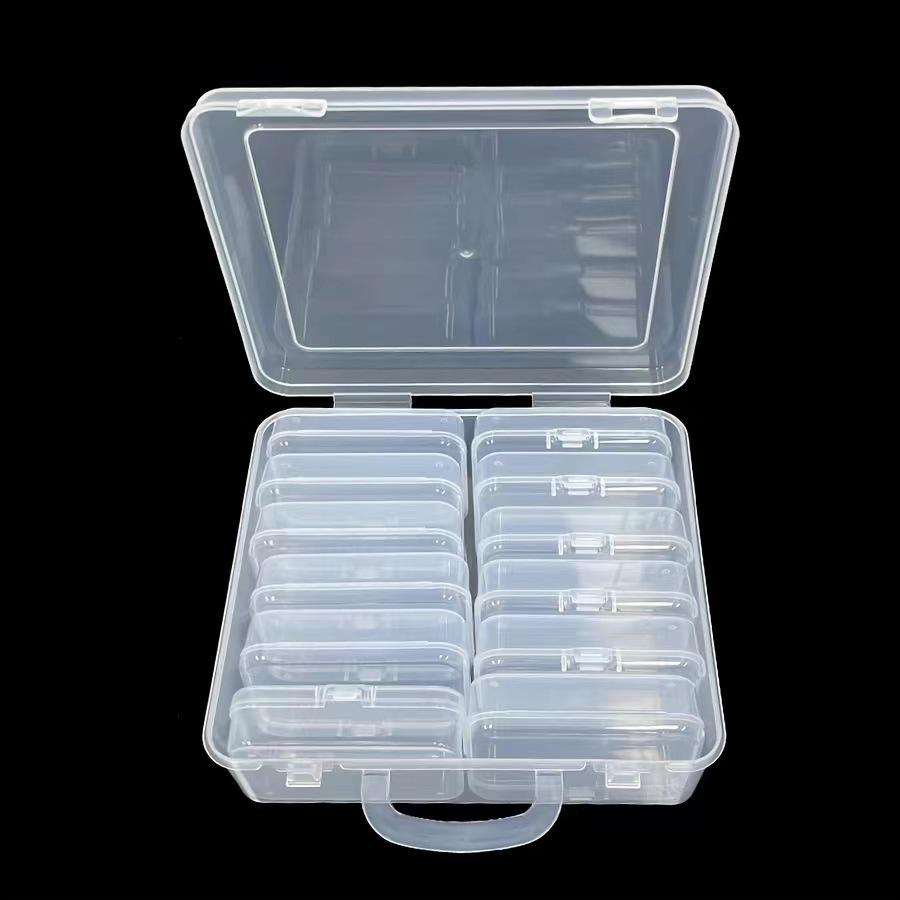 Large-Capacity Transparent Plastic Jewelry Box with Lid - 12 and 15 Grids
