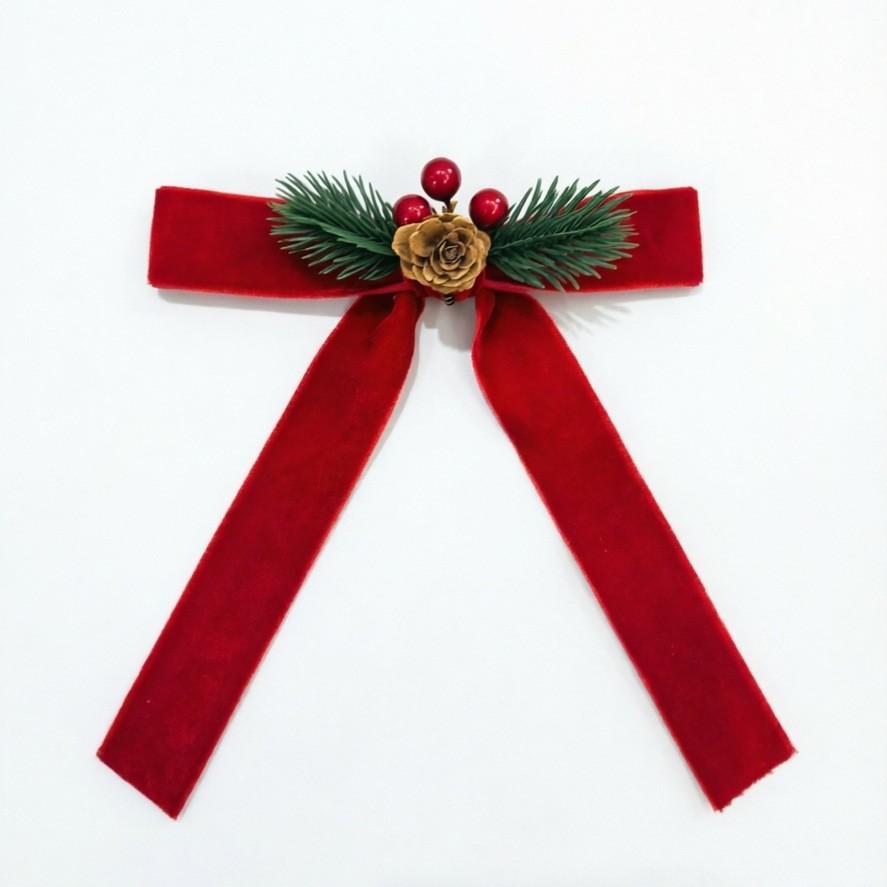Christmas Velvet Bow & Bell Hanging Ornaments Door Decor