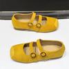 Korean Version of Flat-bottomed Versatile Word with Ballet Single Shoes Women's 2025 New Summer Retro Square Head Mary Jane Small Leather Shoes