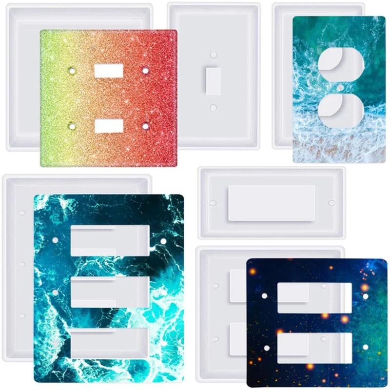 1PC Switch Board Silicone Mold Socket Panel Casting Mold Double Hole Square Single Hole Rectangle for DIY Handmade