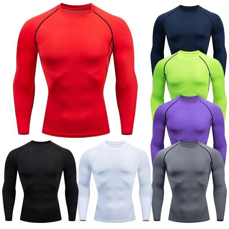 Men's Long Sleeve Compression Running T-Shirt - High Elasticity, Quick-Dry, Perfect for Training and Basketball.