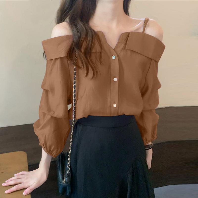 

ZANZEA Весенние женские топы с открытыми плечами на тонких бретельках L