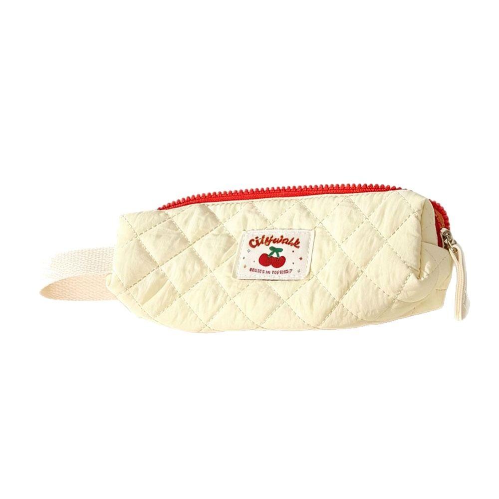 Bow Design Quilted Pencil Bags Floral Pattern Stationery Organizer School Pencil Case School Use