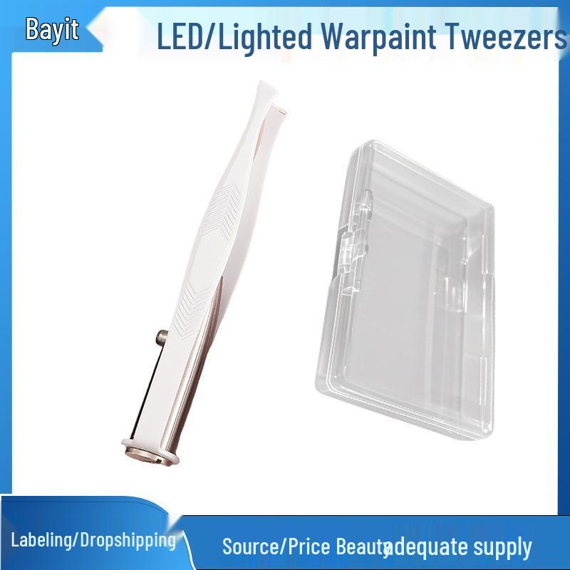Lighted Stainless Steel Eyebrow Tweezers & Trimmer – Luminous Arrow Beauty Tool