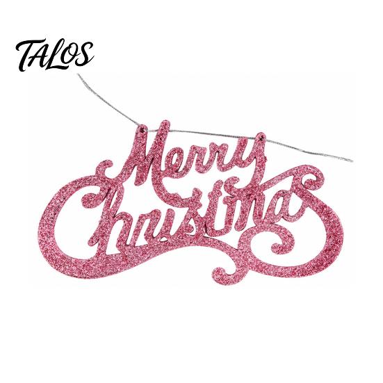 Store Window Holiday Decor Merry Christmas Letter Sign for Tree, Glitter Plastic Hanging Xmas Tree Decorations Ornaments, Sparkling Letters