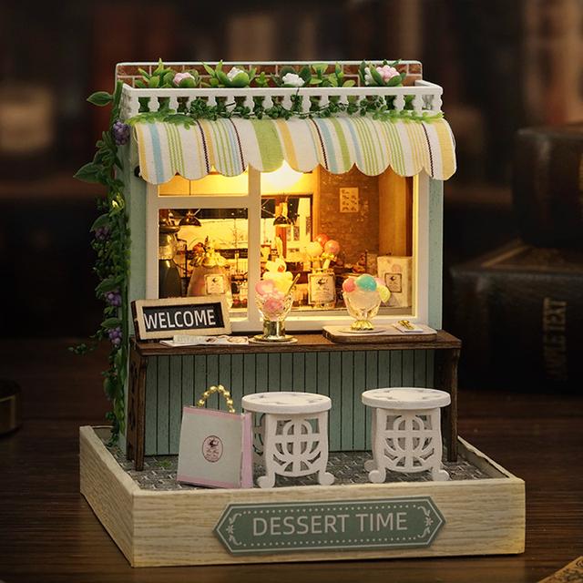 Mini casă de păpuși în miniatură Kit de bricolaj pentru casă mică, jucării de cameră, puzzle din lemn, artizanat, decorațiuni pentru dormitor, cu mobilier, casă de păpuși