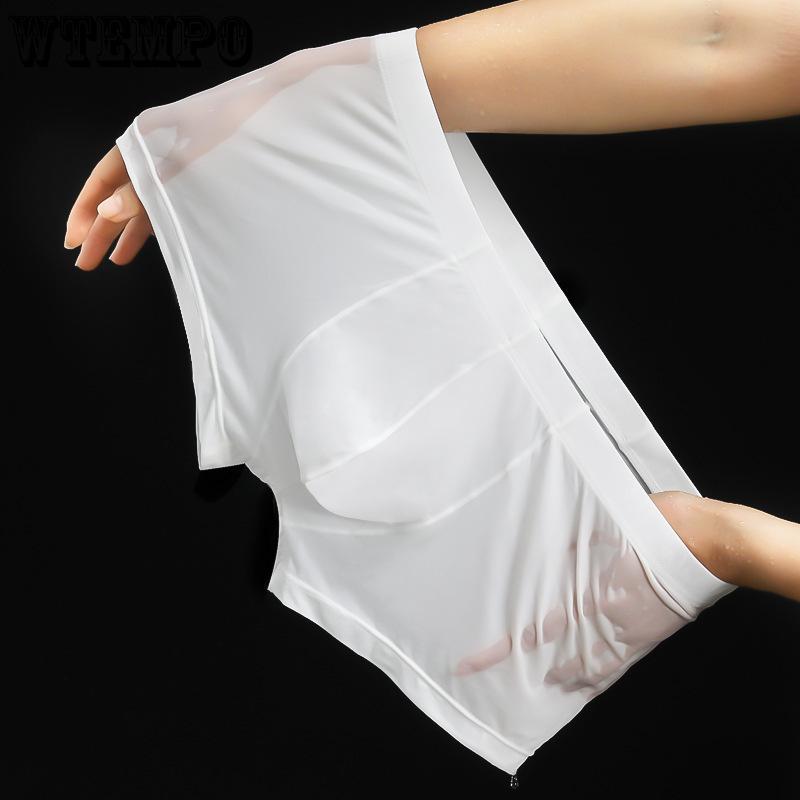 Мужское нижнее белье Ice Silk Брюки Спортивные Сексуальные Ультратонкие Прозрачные Дышащие Прочные Четырехугольные Брюки M