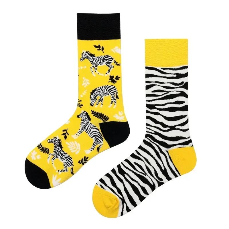 Original Design AB Mandarin Duck Asymmetric Socks Ins Street Cartoon Creative Animal and Plant Fruit Fashion Sports Cotton Socks